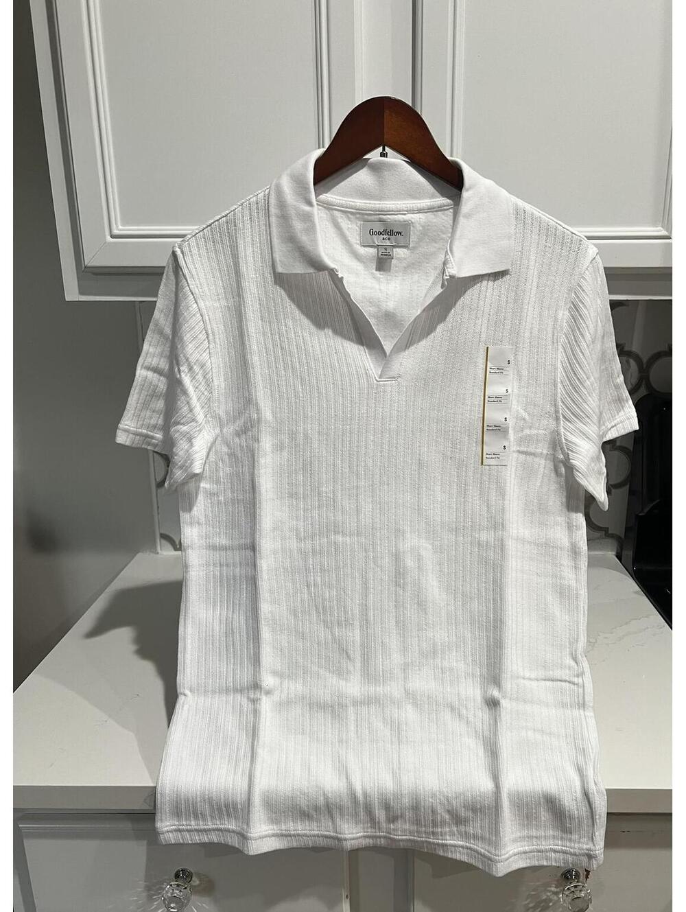 Men's Goodfellow & Co., Modern Johnny collar White Polo in Small